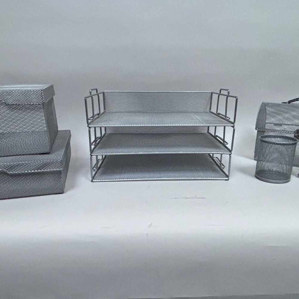 Silver Mesh Desk Storage Containers - Picture 10 of 11